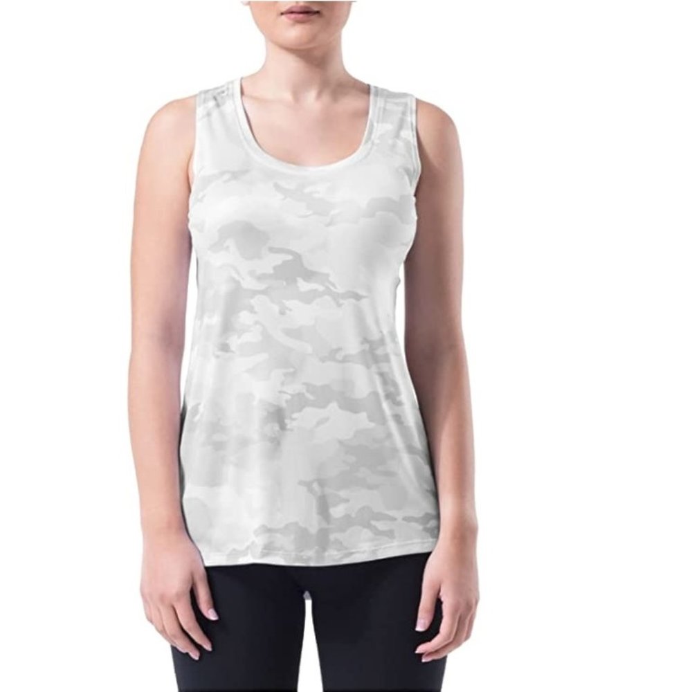 Women's Athletic Works Core Racerback Tank Top Size XS 0/2 XXL 20 White Camo NWT